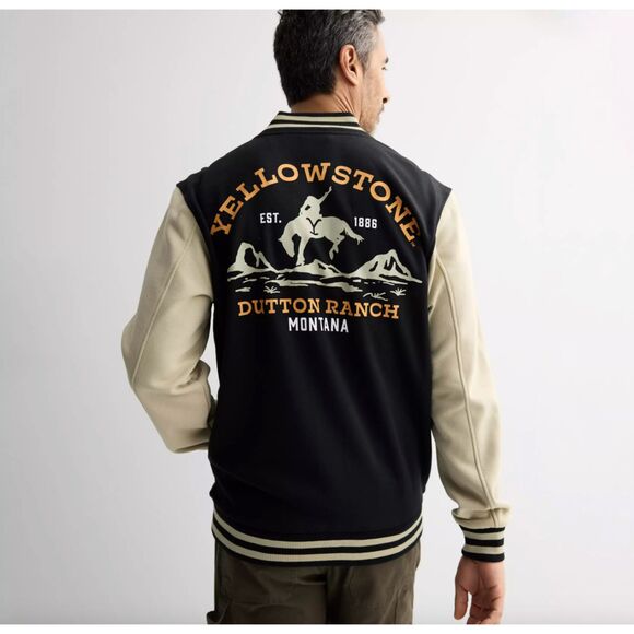 Yellowstone Dutton Ranch Full Snap Varsity Colorblock Jacket - Men's Size XL - Picture 2 of 10